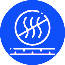 Minimalist white logo on blue background with abstract circular design.